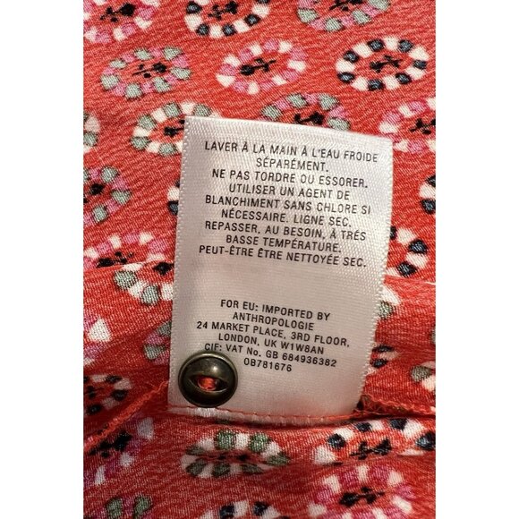 Maeve Anthropologie Red Daisy Midi Shirtdress Size 8 Belted Buttons Christmas - Picture 12 of 16